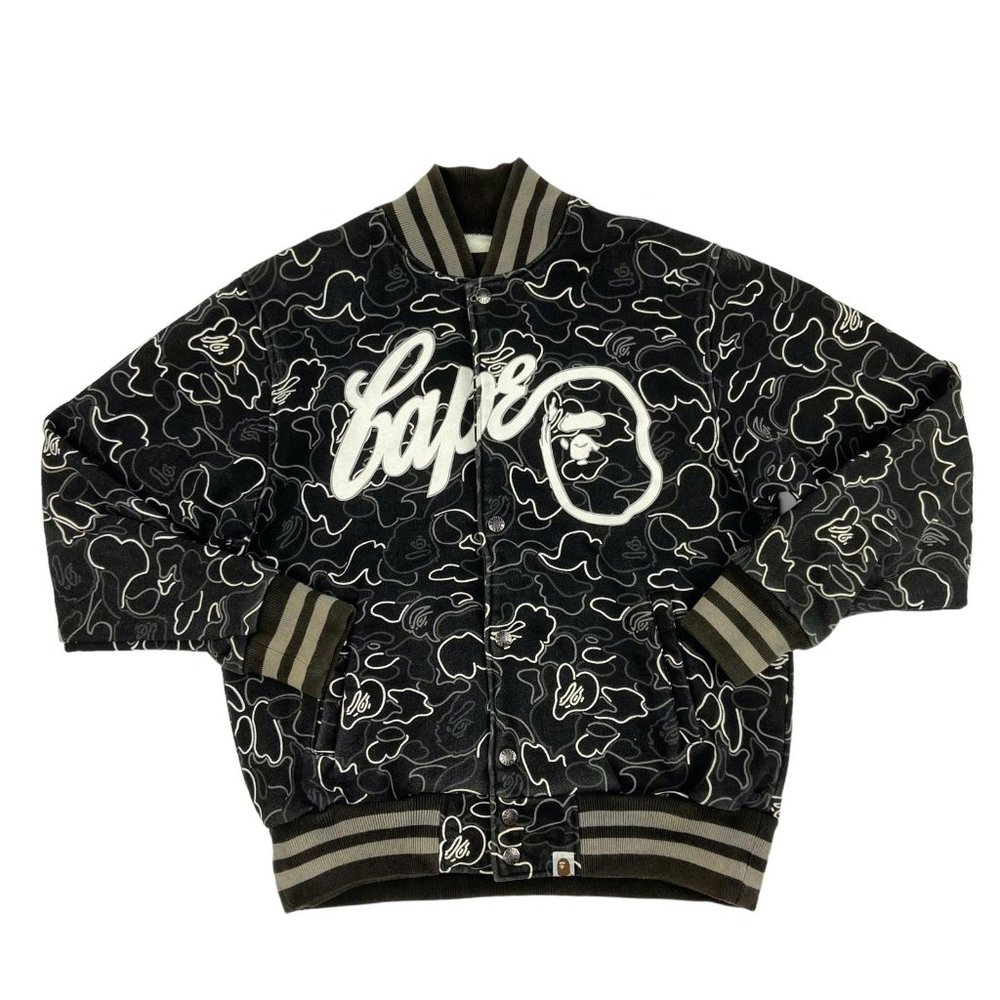 2005 Bape Black Camo Varsity Jacket
